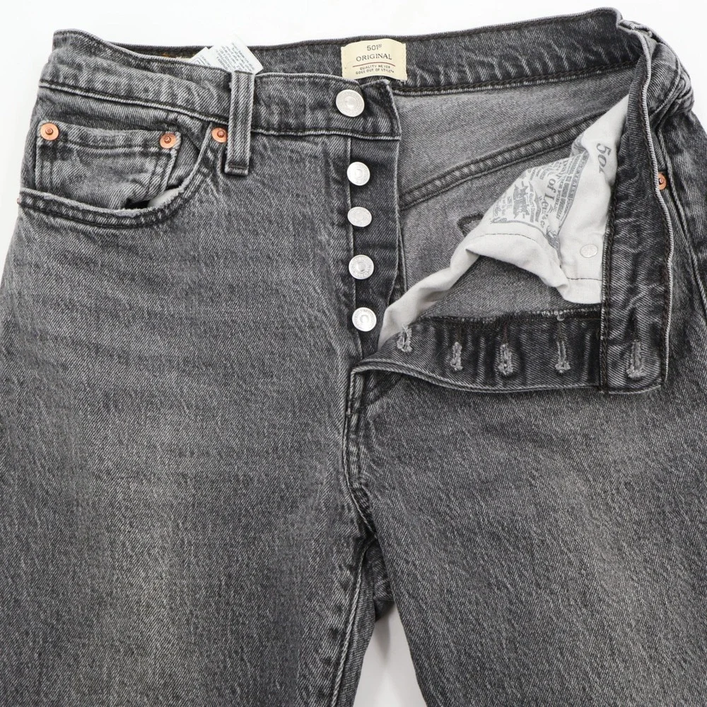 Levi's 501 Original Jeans Mens 28x32 Black Faded Straight Leg Button Fly Premium
